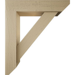 Ekena Millwork - BKTUR0554X26X30TRA06RCPR - Timberthane Faux Wood Traditional Style Bracket w/ Offset Brace, Slat Ends, 5 1/2"W x 26"D x 30"H, Primed Tan