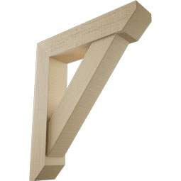 Ekena Millwork - BKTUR0554X26X30TRA06RCPR - Timberthane Faux Wood Traditional Style Bracket w/ Offset Brace, Slat Ends, 5 1/2"W x 26"D x 30"H, Primed Tan