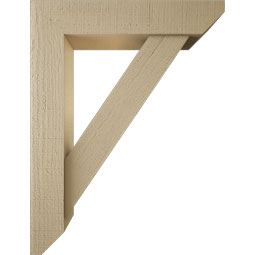 Ekena Millwork - BKTUR0554X26X34TRA06RCPR - Timberthane Faux Wood Traditional Style Bracket w/ Offset Brace, Slat Ends, 5 1/2"W x 26"D x 34"H, Primed Tan