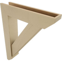 Ekena Millwork - BKTUR0554X26X34TRA06RCPR - Timberthane Faux Wood Traditional Style Bracket w/ Offset Brace, Slat Ends, 5 1/2"W x 26"D x 34"H, Primed Tan