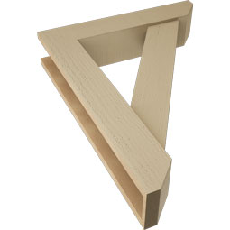 Ekena Millwork - BKTUR0554X26X34TRA06RCPR - Timberthane Faux Wood Traditional Style Bracket w/ Offset Brace, Slat Ends, 5 1/2"W x 26"D x 34"H, Primed Tan