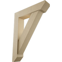 Ekena Millwork - BKTUR0554X26X34TRA06RCPR - Timberthane Faux Wood Traditional Style Bracket w/ Offset Brace, Slat Ends, 5 1/2"W x 26"D x 34"H, Primed Tan