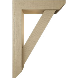 Ekena Millwork - BKTUR0554X26X38TRA06RCPR - Timberthane Faux Wood Traditional Style Bracket w/ Offset Brace, Slat Ends, 5 1/2"W x 26"D x 38"H, Primed Tan