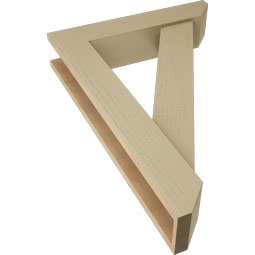 Ekena Millwork - BKTUR0554X26X38TRA06RCPR - Timberthane Faux Wood Traditional Style Bracket w/ Offset Brace, Slat Ends, 5 1/2"W x 26"D x 38"H, Primed Tan