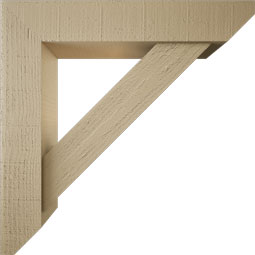 Ekena Millwork - BKTUR0554X28X28TRA06RCPR - Timberthane Faux Wood Traditional Style Bracket w/ Offset Brace, Slat Ends, 5 1/2"W x 28"D x 28"H, Primed Tan