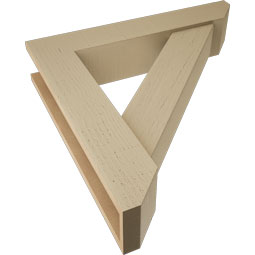 Ekena Millwork - BKTUR0554X28X28TRA06RCPR - Timberthane Faux Wood Traditional Style Bracket w/ Offset Brace, Slat Ends, 5 1/2"W x 28"D x 28"H, Primed Tan