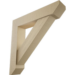 Ekena Millwork - BKTUR0554X28X28TRA06RCPR - Timberthane Faux Wood Traditional Style Bracket w/ Offset Brace, Slat Ends, 5 1/2"W x 28"D x 28"H, Primed Tan