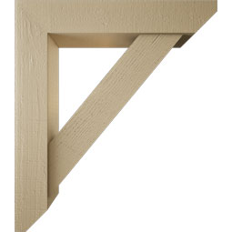 Ekena Millwork - BKTUR0554X28X32TRA06RCPR - Timberthane Faux Wood Traditional Style Bracket w/ Offset Brace, Slat Ends, 5 1/2"W x 28"D x 32"H, Primed Tan