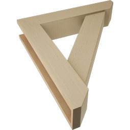 Ekena Millwork - BKTUR0554X28X32TRA06RCPR - Timberthane Faux Wood Traditional Style Bracket w/ Offset Brace, Slat Ends, 5 1/2"W x 28"D x 32"H, Primed Tan