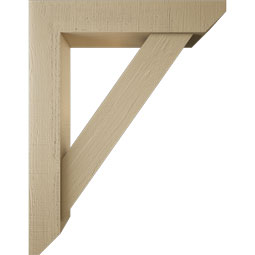 Ekena Millwork - BKTUR0554X28X36TRA06RCPR - Timberthane Faux Wood Traditional Style Bracket w/ Offset Brace, Slat Ends, 5 1/2"W x 28"D x 36"H, Primed Tan