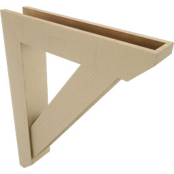 Ekena Millwork - BKTUR0554X28X36TRA06RCPR - Timberthane Faux Wood Traditional Style Bracket w/ Offset Brace, Slat Ends, 5 1/2"W x 28"D x 36"H, Primed Tan