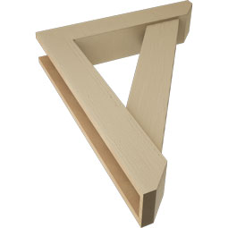 Ekena Millwork - BKTUR0554X28X36TRA06RCPR - Timberthane Faux Wood Traditional Style Bracket w/ Offset Brace, Slat Ends, 5 1/2"W x 28"D x 36"H, Primed Tan