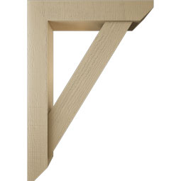Ekena Millwork - BKTUR0554X28X40TRA06RCPR - Timberthane Faux Wood Traditional Style Bracket w/ Offset Brace, Slat Ends, 5 1/2"W x 28"D x 40"H, Primed Tan