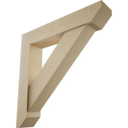 Ekena Millwork - BKTUR0554X30X30TRA06RCPR - Timberthane Faux Wood Traditional Style Bracket w/ Offset Brace, Slat Ends, 5 1/2"W x 30"D x 30"H, Primed Tan
