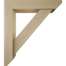 Ekena Millwork - BKTUR0554X30X34TRA06RCPR - Timberthane Faux Wood Traditional Style Bracket w/ Offset Brace, Slat Ends, 5 1/2"W x 30"D x 34"H, Primed Tan