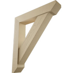 Ekena Millwork - BKTUR0554X30X34TRA06RCPR - Timberthane Faux Wood Traditional Style Bracket w/ Offset Brace, Slat Ends, 5 1/2"W x 30"D x 34"H, Primed Tan