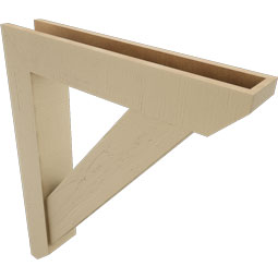 Ekena Millwork - BKTUR0554X30X36TRA06RCPR - Timberthane Faux Wood Traditional Style Bracket w/ Offset Brace, Slat Ends, 5 1/2"W x 30"D x 36"H, Primed Tan