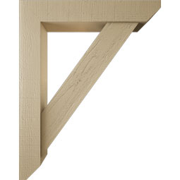 Ekena Millwork - BKTUR0554X30X38TRA06RCPR - Timberthane Faux Wood Traditional Style Bracket w/ Offset Brace, Slat Ends, 5 1/2"W x 30"D x 38"H, Primed Tan