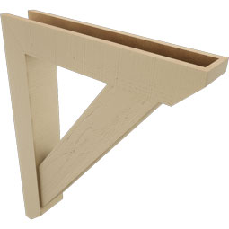 Ekena Millwork - BKTUR0554X30X38TRA06RCPR - Timberthane Faux Wood Traditional Style Bracket w/ Offset Brace, Slat Ends, 5 1/2"W x 30"D x 38"H, Primed Tan