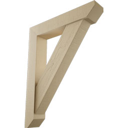 Ekena Millwork - BKTUR0554X30X38TRA06RCPR - Timberthane Faux Wood Traditional Style Bracket w/ Offset Brace, Slat Ends, 5 1/2"W x 30"D x 38"H, Primed Tan
