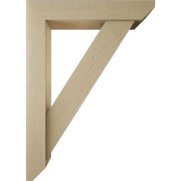 Ekena Millwork - BKTUR0554X30X42TRA06RCPR - Timberthane Faux Wood Traditional Style Bracket w/ Offset Brace, Slat Ends, 5 1/2"W x 30"D x 42"H, Primed Tan