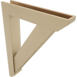 Ekena Millwork - BKTUR0554X30X42TRA06RCPR - Timberthane Faux Wood Traditional Style Bracket w/ Offset Brace, Slat Ends, 5 1/2"W x 30"D x 42"H, Primed Tan