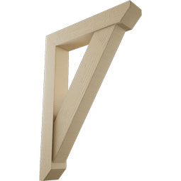 Ekena Millwork - BKTUR0554X30X42TRA06RCPR - Timberthane Faux Wood Traditional Style Bracket w/ Offset Brace, Slat Ends, 5 1/2"W x 30"D x 42"H, Primed Tan