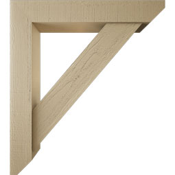 Ekena Millwork - BKTUR0554X32X36TRA06RCPR - Timberthane Faux Wood Traditional Style Bracket w/ Offset Brace, Slat Ends, 5 1/2"W x 32"D x 36"H, Primed Tan