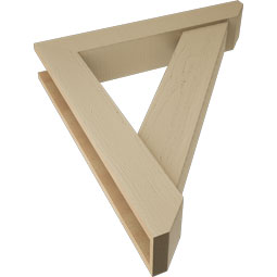 Ekena Millwork - BKTUR0554X32X36TRA06RCPR - Timberthane Faux Wood Traditional Style Bracket w/ Offset Brace, Slat Ends, 5 1/2"W x 32"D x 36"H, Primed Tan