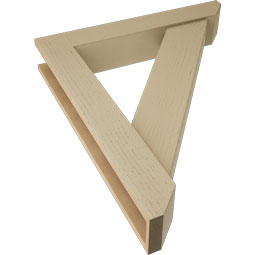 Ekena Millwork - BKTUR0554X32X38TRA06RCPR - Timberthane Faux Wood Traditional Style Bracket w/ Offset Brace, Slat Ends, 5 1/2"W x 32"D x 38"H, Primed Tan