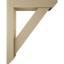 Ekena Millwork - BKTUR0554X32X40TRA06RCPR - Timberthane Faux Wood Traditional Style Bracket w/ Offset Brace, Slat Ends, 5 1/2"W x 32"D x 40"H, Primed Tan