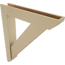 Ekena Millwork - BKTUR0554X32X40TRA06RCPR - Timberthane Faux Wood Traditional Style Bracket w/ Offset Brace, Slat Ends, 5 1/2"W x 32"D x 40"H, Primed Tan