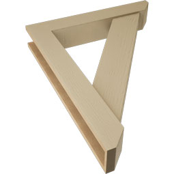 Ekena Millwork - BKTUR0554X32X40TRA06RCPR - Timberthane Faux Wood Traditional Style Bracket w/ Offset Brace, Slat Ends, 5 1/2"W x 32"D x 40"H, Primed Tan