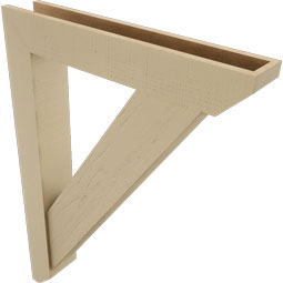 Ekena Millwork - BKTUR0554X32X44TRA06RCPR - Timberthane Faux Wood Traditional Style Bracket w/ Offset Brace, Slat Ends, 5 1/2"W x 32"D x 44"H, Primed Tan