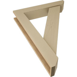 Ekena Millwork - BKTUR0554X32X44TRA06RCPR - Timberthane Faux Wood Traditional Style Bracket w/ Offset Brace, Slat Ends, 5 1/2"W x 32"D x 44"H, Primed Tan