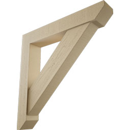 Ekena Millwork - BKTUR0554X34X34TRA06RCPR - Timberthane Faux Wood Traditional Style Bracket w/ Offset Brace, Slat Ends, 5 1/2"W x 34"D x 34"H, Primed Tan
