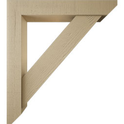 Ekena Millwork - BKTUR0554X34X38TRA06RCPR - Timberthane Faux Wood Traditional Style Bracket w/ Offset Brace, Slat Ends, 5 1/2"W x 34"D x 38"H, Primed Tan