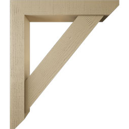 Ekena Millwork - BKTUR0554X34X40TRA06RCPR - Timberthane Faux Wood Traditional Style Bracket w/ Offset Brace, Slat Ends, 5 1/2"W x 34"D x 40"H, Primed Tan