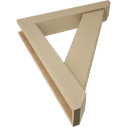 Ekena Millwork - BKTUR0554X34X40TRA06RCPR - Timberthane Faux Wood Traditional Style Bracket w/ Offset Brace, Slat Ends, 5 1/2"W x 34"D x 40"H, Primed Tan