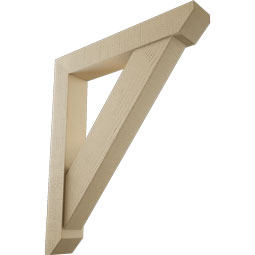 Ekena Millwork - BKTUR0554X34X40TRA06RCPR - Timberthane Faux Wood Traditional Style Bracket w/ Offset Brace, Slat Ends, 5 1/2"W x 34"D x 40"H, Primed Tan
