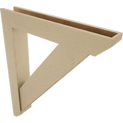 Ekena Millwork - BKTUR0554X34X42TRA06RCPR - Timberthane Faux Wood Traditional Style Bracket w/ Offset Brace, Slat Ends, 5 1/2"W x 34"D x 42"H, Primed Tan