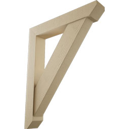 Ekena Millwork - BKTUR0554X34X42TRA06RCPR - Timberthane Faux Wood Traditional Style Bracket w/ Offset Brace, Slat Ends, 5 1/2"W x 34"D x 42"H, Primed Tan