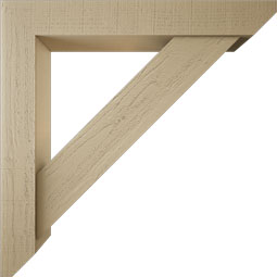 Ekena Millwork - BKTUR0554X36X36TRA06RCPR - Timberthane Faux Wood Traditional Style Bracket w/ Offset Brace, Slat Ends, 5 1/2"W x 36"D x 36"H, Primed Tan