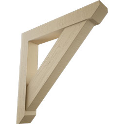Ekena Millwork - BKTUR0554X36X36TRA06RCPR - Timberthane Faux Wood Traditional Style Bracket w/ Offset Brace, Slat Ends, 5 1/2"W x 36"D x 36"H, Primed Tan