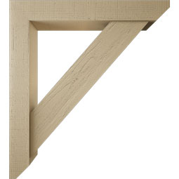Ekena Millwork - BKTUR0554X36X40TRA06RCPR - Timberthane Faux Wood Traditional Style Bracket w/ Offset Brace, Slat Ends, 5 1/2"W x 36"D x 40"H, Primed Tan