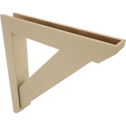 Ekena Millwork - BKTUR0554X36X40TRA06RCPR - Timberthane Faux Wood Traditional Style Bracket w/ Offset Brace, Slat Ends, 5 1/2"W x 36"D x 40"H, Primed Tan