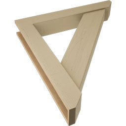 Ekena Millwork - BKTUR0554X36X40TRA06RCPR - Timberthane Faux Wood Traditional Style Bracket w/ Offset Brace, Slat Ends, 5 1/2"W x 36"D x 40"H, Primed Tan