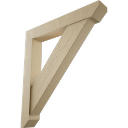Ekena Millwork - BKTUR0554X36X40TRA06RCPR - Timberthane Faux Wood Traditional Style Bracket w/ Offset Brace, Slat Ends, 5 1/2"W x 36"D x 40"H, Primed Tan