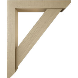 Ekena Millwork - BKTUR0554X36X44TRA06RCPR - Timberthane Faux Wood Traditional Style Bracket w/ Offset Brace, Slat Ends, 5 1/2"W x 36"D x 44"H, Primed Tan