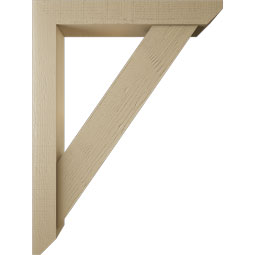 Ekena Millwork - BKTUR0554X36X48TRA06RCPR - Timberthane Faux Wood Traditional Style Bracket w/ Offset Brace, Slat Ends, 5 1/2"W x 36"D x 48"H, Primed Tan